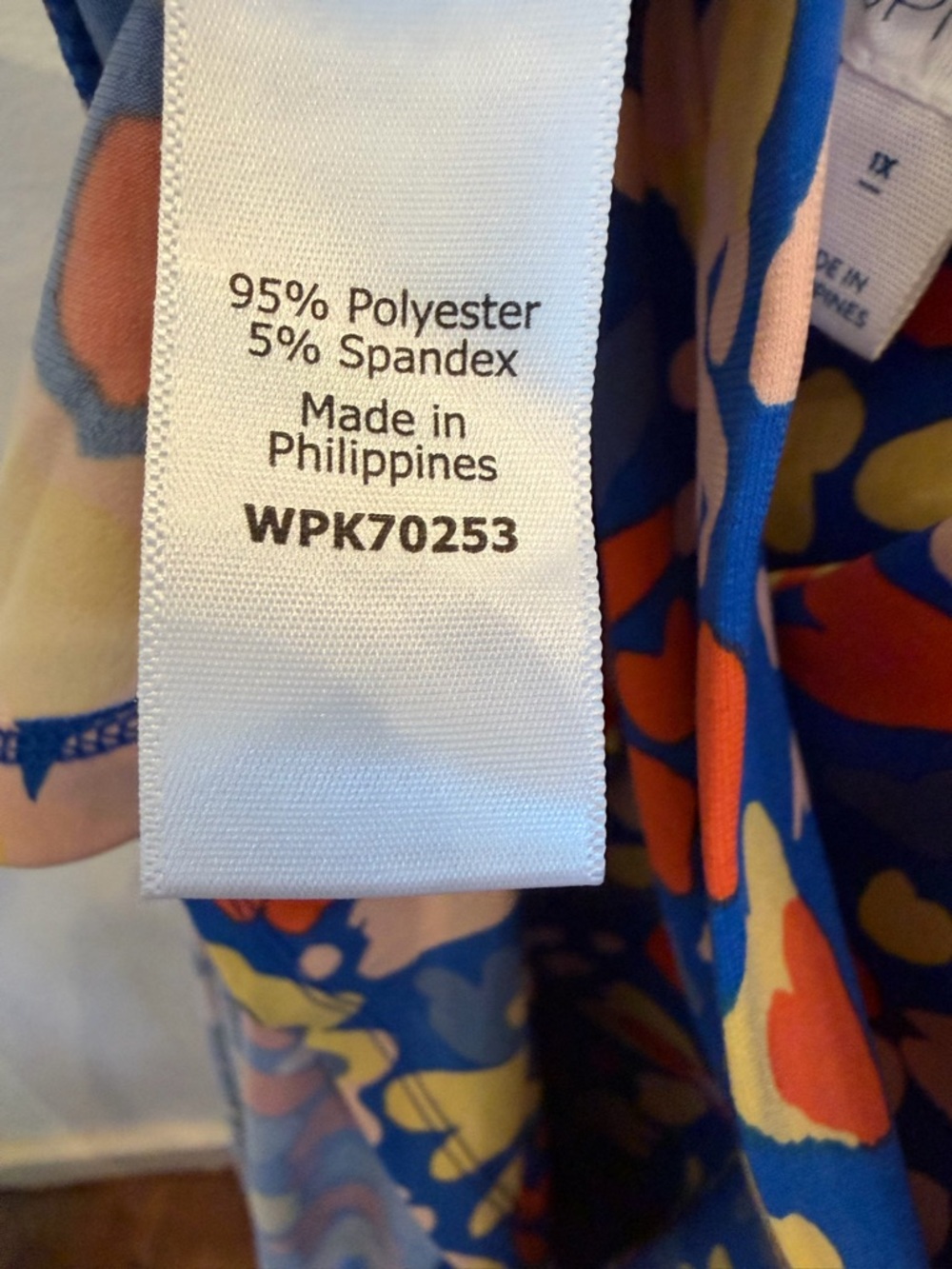 Market & Spruce Blue Floral Wrap Dress with Yellow and Orange Accents - Picture 5 of 5